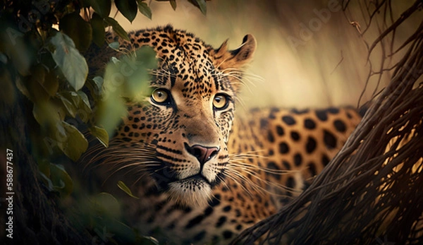 Obraz leopard in the sun, Generative AI