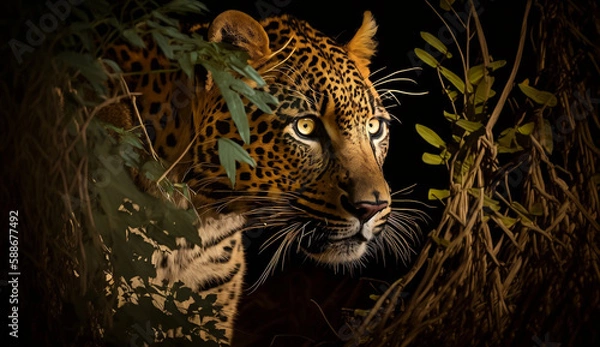 Obraz hiding leopard, Generative AI