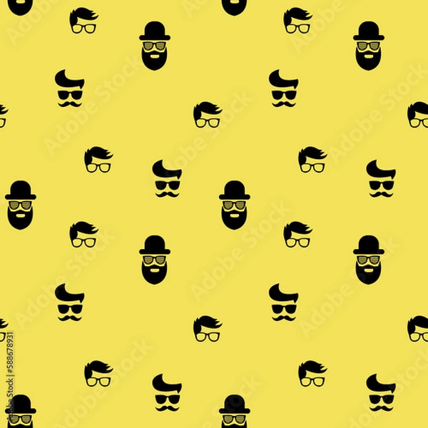 Obraz Hipster faces seamless pattern