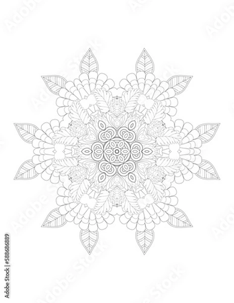 Fototapeta Hand-Drawn Abstract Henna Mendie Flowers Doodle Vector Illustration Design Element. Decoration in ethnic oriental, Indian style. Flower Mandalas. Vintage decorative elements. Oriental pattern