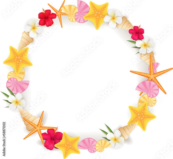 Fototapeta Summer circle frame