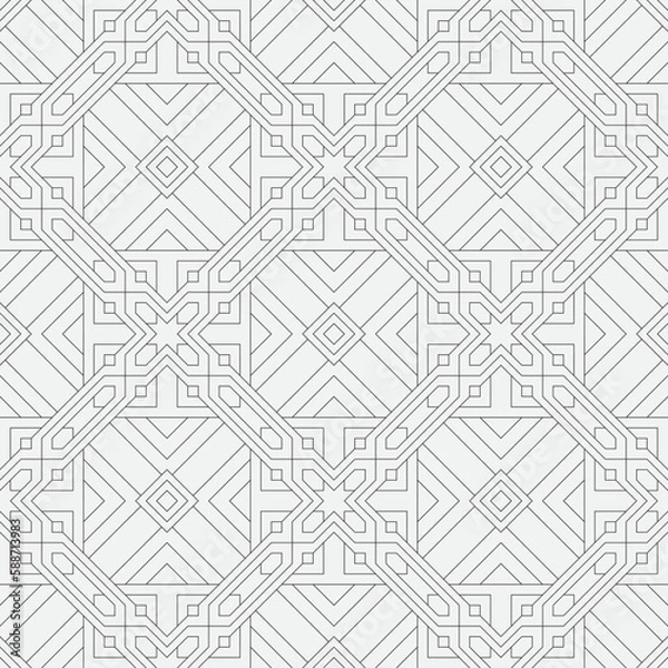 Fototapeta Vector seamless pattern. Modern stylish texture. Monochrome, linear abstract background.