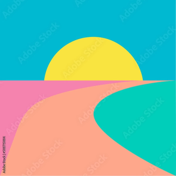 Obraz Sun and road illustration, background, 