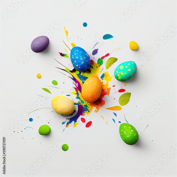 Fototapeta easter eggs in a nest generative ai