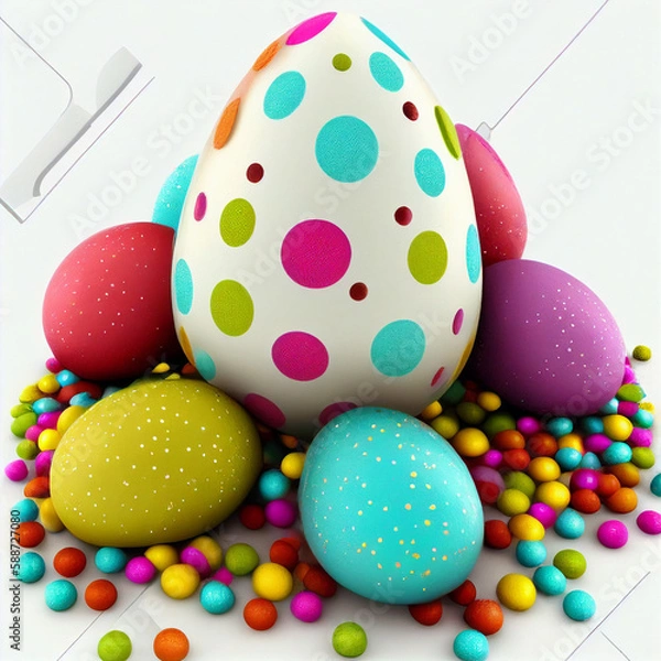 Fototapeta easter eggs on a plate generative ai