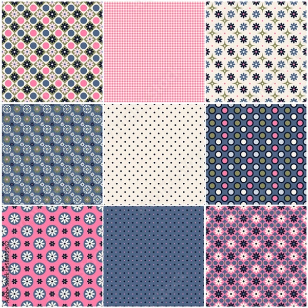 Obraz Set of abstract vector seamless patterns with flowers