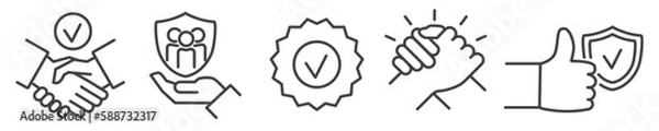 Obraz trust, confidence and trustworthy vector line icons - thin line icon collection on white background