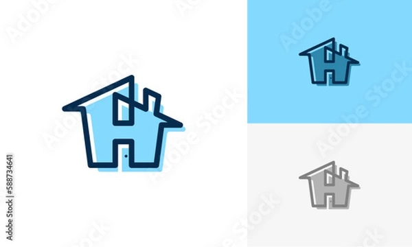 Fototapeta H with home shape logo vector design