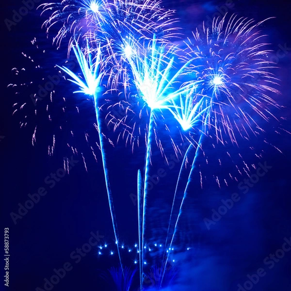 Obraz Blue colorful fireworks