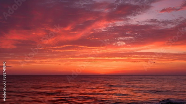 Obraz Beautiful sunset over the ocean, created with Generative AI technology.