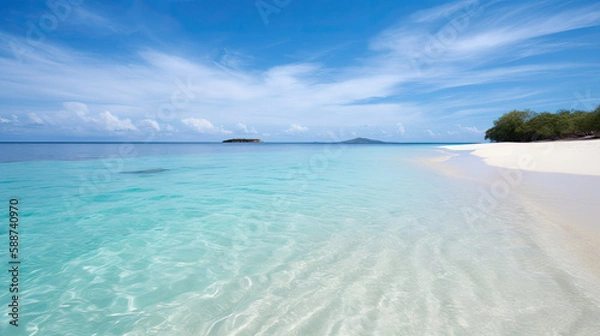 Obraz Beautiful white sand beach, created with Generative AI technology.