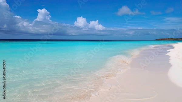 Obraz Beautiful white sand beach, created with Generative AI technology.
