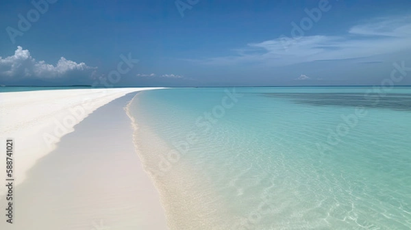 Obraz Beautiful white sand beach, created with Generative AI technology.