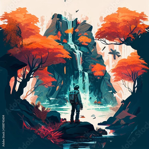 Fototapeta autumn in the forest generative ai
