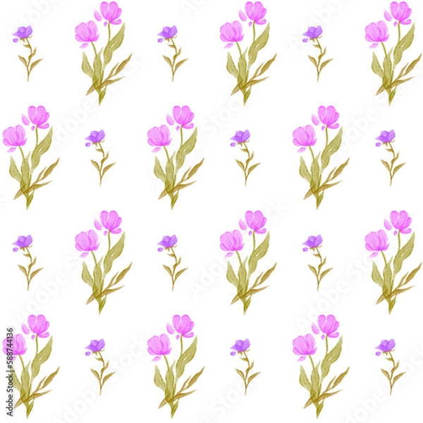 Fototapeta Seamless pattern with spring flowers. Perfect for decoration, wrapping paper, linens, wallpaper, kids textile and fabric. 