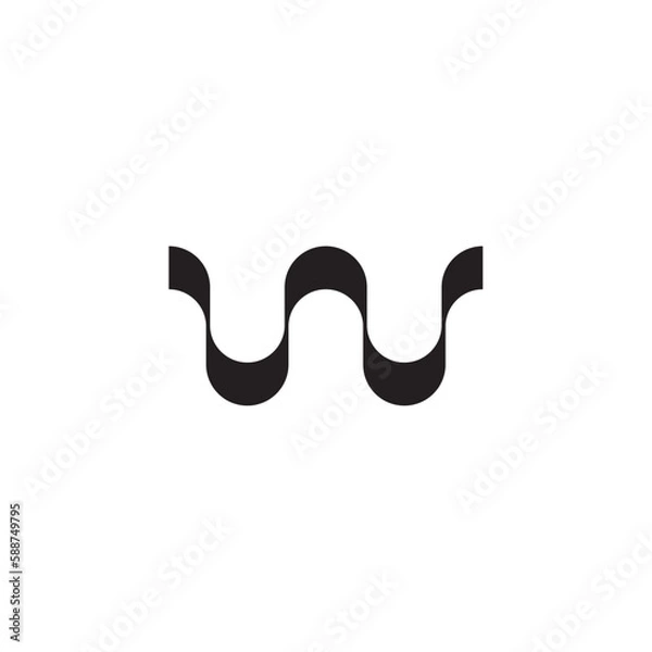 Obraz black wave letter w logo vector