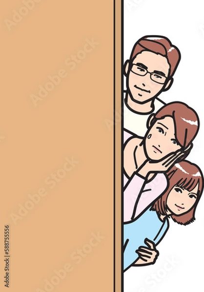 Obraz 覗く家族、頬杖のママ