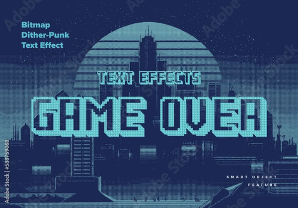 Fototapeta Bitmap Dither Text Effect with Generative AI Placeholder