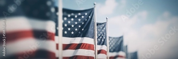 Fototapeta American Flag Celebrations: Memorial Day, 4th of July, and Labour Day. Generative AI.