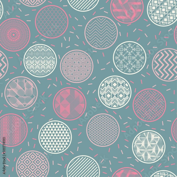 Obraz Ornate fabric swatch geometric endless ornament. Bubble shapes with fantasy abstractions