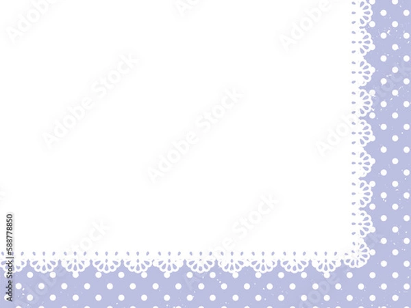Fototapeta レースをあしらったヴィンテージ風 水色ドットの背景