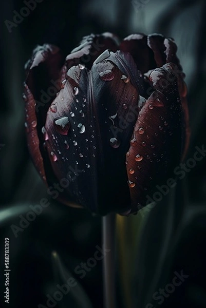 Fototapeta tulip in the rain