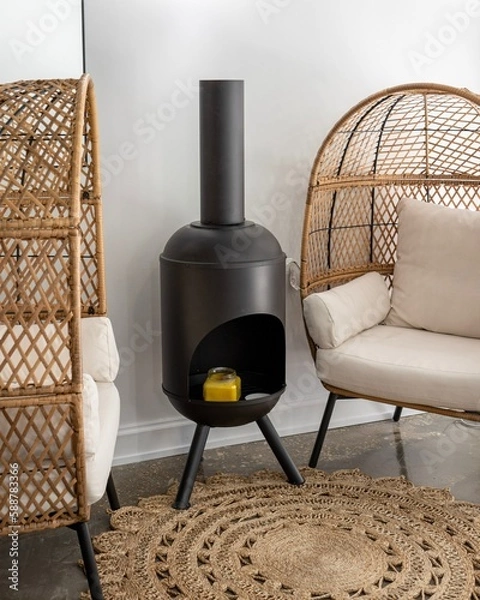 Obraz Fireplace with 2 chairs