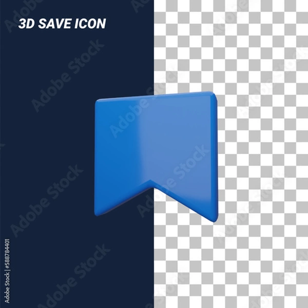 Fototapeta asset design 3d simple blue save icon