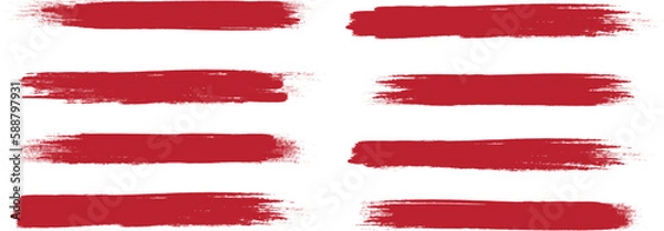 Obraz Red brush stroke set isolated on background. Red paint brush stroke vector for ink paint, grunge design element, dirt banner, watercolor design, dirty texture. Trendy brush stroke, vector illustration