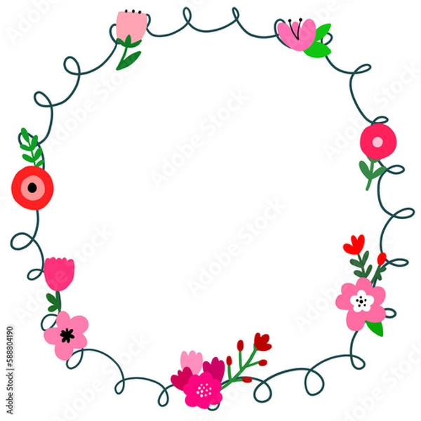 Fototapeta Cute element flower frame clipart.