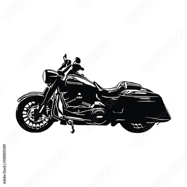 Obraz Motorcycle silhouette Vector. Flat style. Side view, illustration
