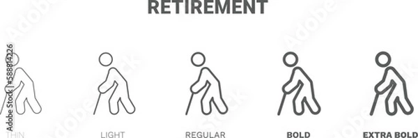Fototapeta retirement icon. Thin, regular, bold and more retirement icon from Insurance and Coverage collection. Editable retirement symbol can be used web and mobile