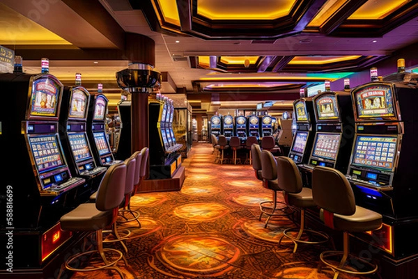 Obraz Modern and luxurious casino room, generative ai