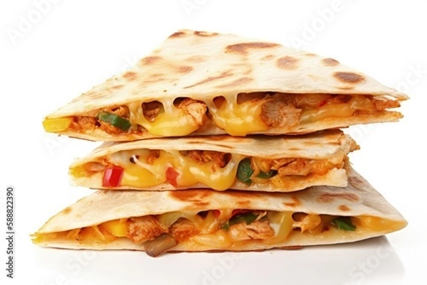 Fototapeta three quesadillas stacked on top of each other, generative AI