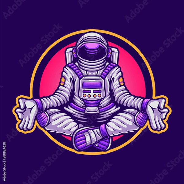 Fototapeta Astronaut relax meditation tshirt illustration design
