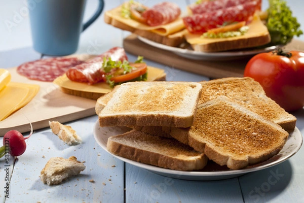 Fototapeta Breakfast with a toasted bread