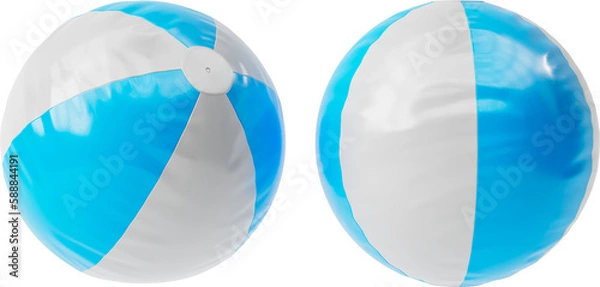 Fototapeta 3d render of beach ball with blue stripes