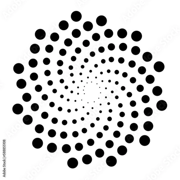 Fototapeta Dotted Fibonacci phyllotaxis spiral patterns in vector. Mathematical morphology - visualization of phyllotaxis spiral types - code of nature - vector concept of mathematical function Cyanotype	