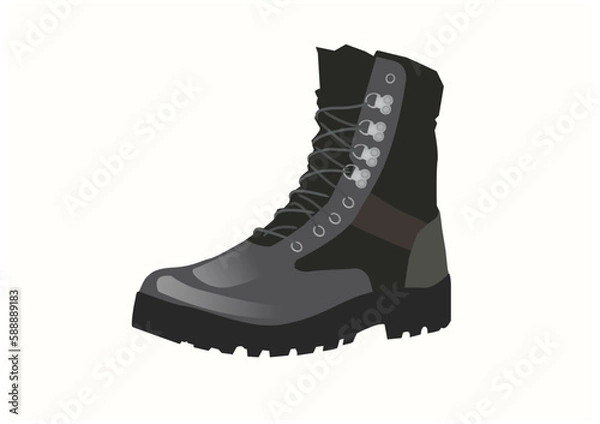 Obraz Black leather boot side view