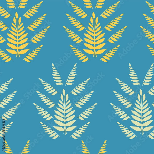 Fototapeta Vector abstract tropic leaves repeating pattern background.