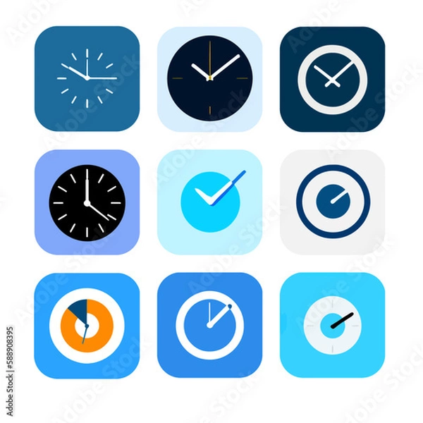 Fototapeta FLAT CLOCK ICON SET