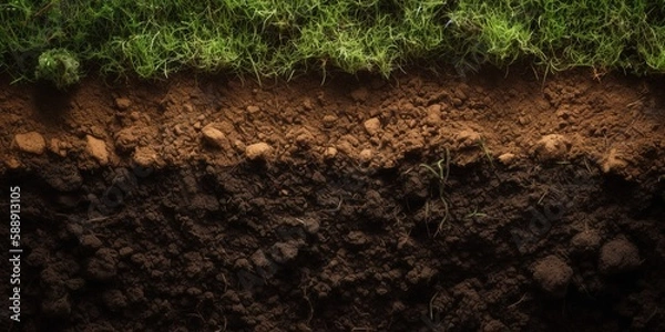 Obraz Fertilized soil textured background. Generative AI