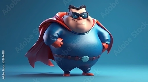 Fototapeta cute chubby superhero. Created with generative AI.