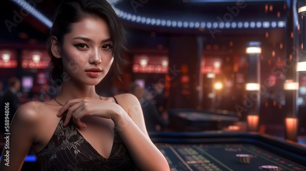 Fototapeta カジノ・キャバクラ・ラウンジ・クラブ・ガールズバーにいる水商売の女性（Generative AI）

