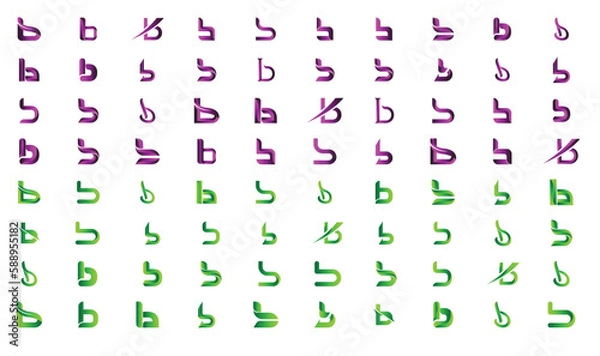 Obraz b Modern creative gradient letter logo collection 