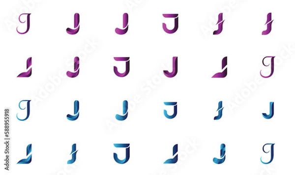 Obraz Modern creative gradient letter logo collection 