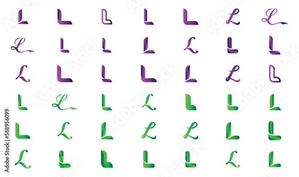 Obraz Modern creative gradient letter logo collection 