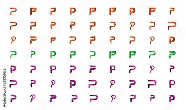Obraz Modern creative gradient letter p logo collection 