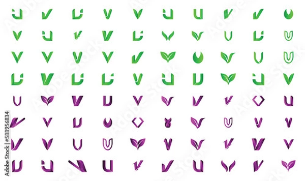 Obraz Modern creative gradient letter logo collection 