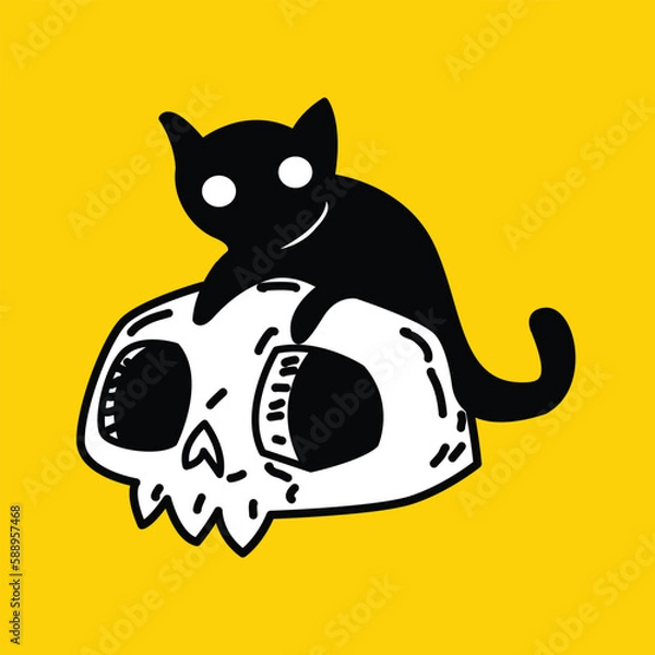 Fototapeta Cat & skull